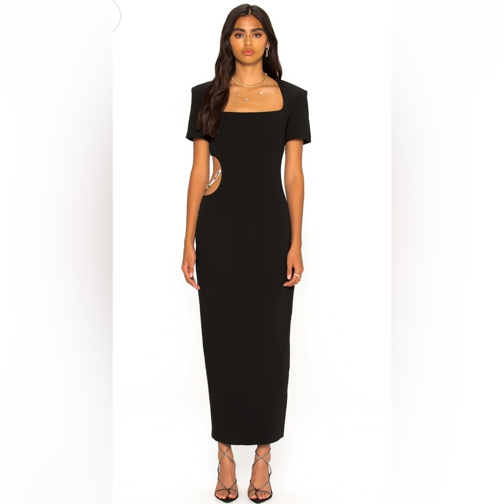 Nana Jacqueline black Zoe cutout diamond chain dress